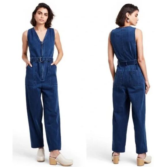 Rachel Comey for Target Denim Jumpsuit - Zip Front, Belted Waist, Pockets, S2 - Picture 1 of 8